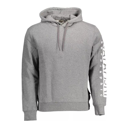 Napapijri Chic Gray Hooded Cotton Blend Sweatshirt chic-gray-hooded-cotton-blend-sweatshirt
