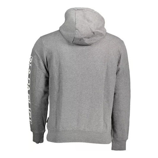 Napapijri Chic Gray Hooded Cotton Blend Sweatshirt chic-gray-hooded-cotton-blend-sweatshirt