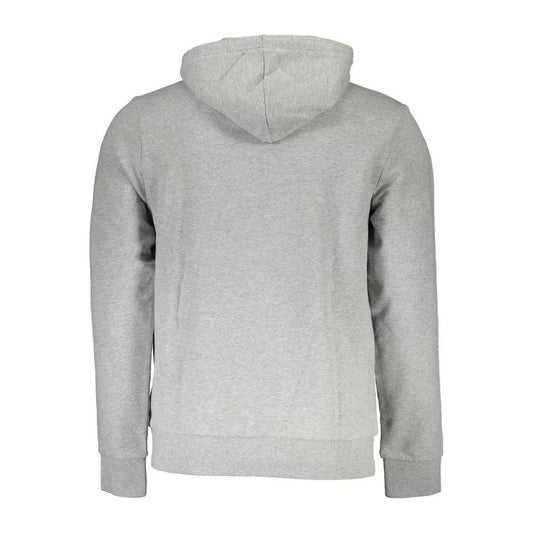 Napapijri Elevated Gray Cotton Hoodie with Logo Print elevated-gray-cotton-hoodie-with-logo-print