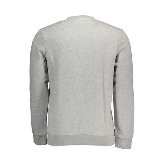Napapijri Chic Gray Cotton Sweatshirt with Logo Print chic-gray-cotton-sweatshirt-with-logo-print
