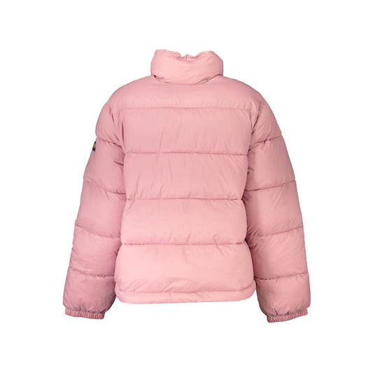 Chic Pink Polyamide Long Sleeve Jacket