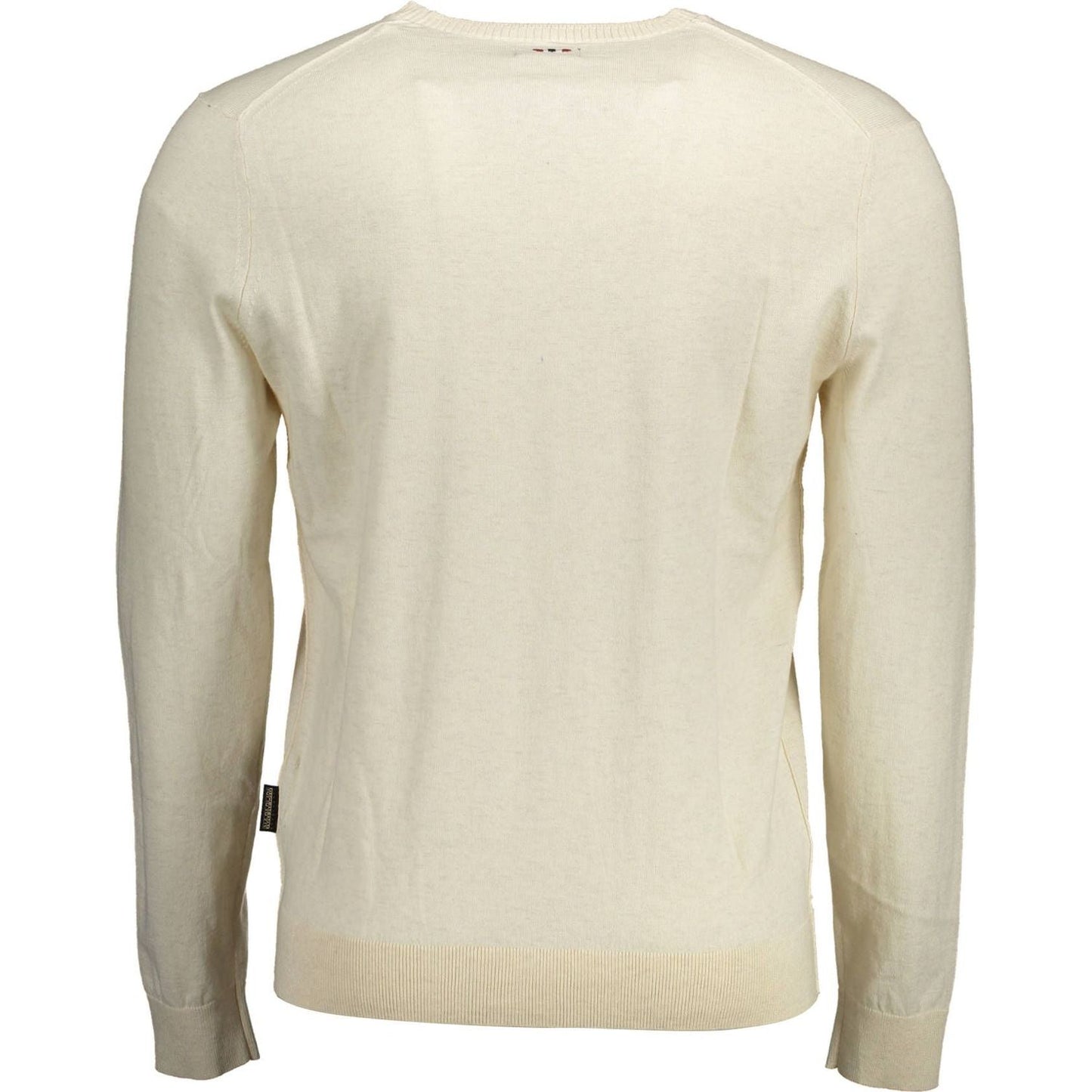 Napapijri Beige Cotton Crew-Neck Embroidered Sweater beige-cotton-crew-neck-embroidered-sweater