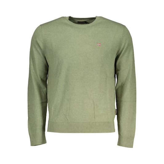 Napapijri | Chic Green Crew Neck Cotton Sweater| McRichard Designer Brands   