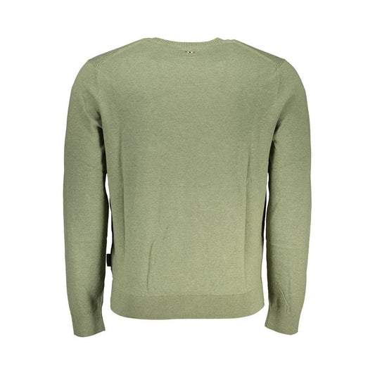 Napapijri Chic Green Crew Neck Cotton Sweater chic-green-crew-neck-cotton-sweater