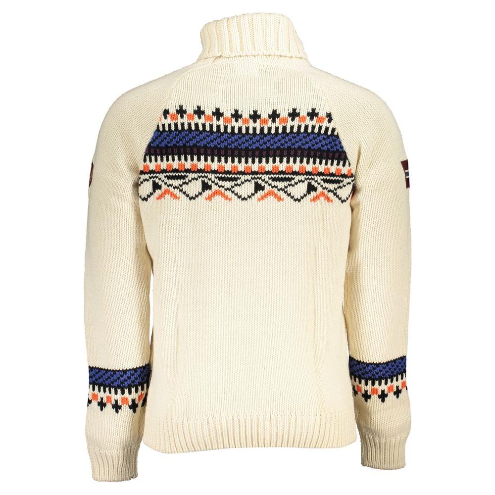 Napapijri Beige High Neck Sweater with Contrast Details beige-high-neck-sweater-with-contrast-details