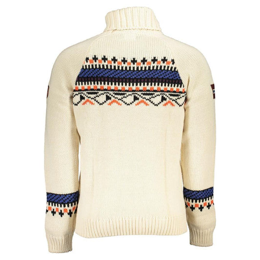 Napapijri | Beige High Neck Sweater with Contrast Details| McRichard Designer Brands   