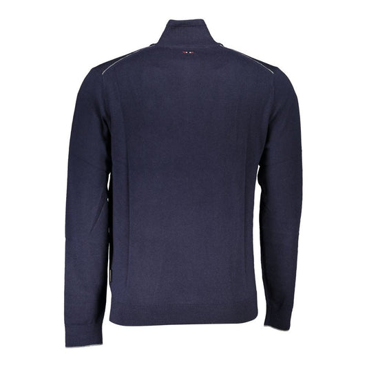 Napapijri Elegant Half-Zip Embroidered Blue Sweater elegant-half-zip-embroidered-blue-sweater