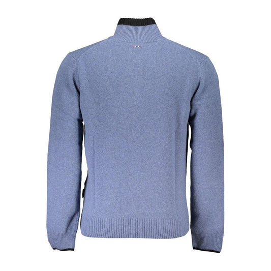 Napapijri Chic Blue Half-Zip Sweater with Contrast Details chic-blue-half-zip-sweater-with-contrast-details