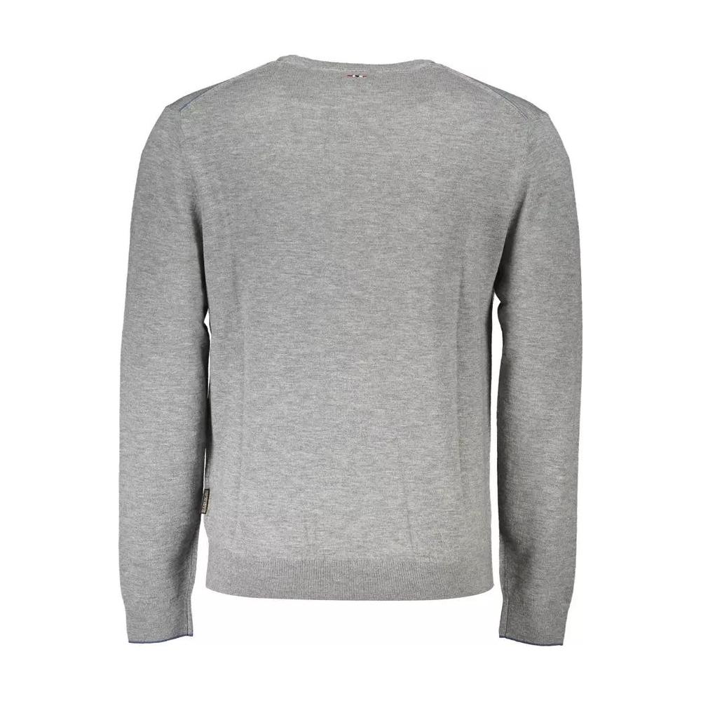 Napapijri Elegant Woolen Embroidered Sweater gray-wool-shirt-6