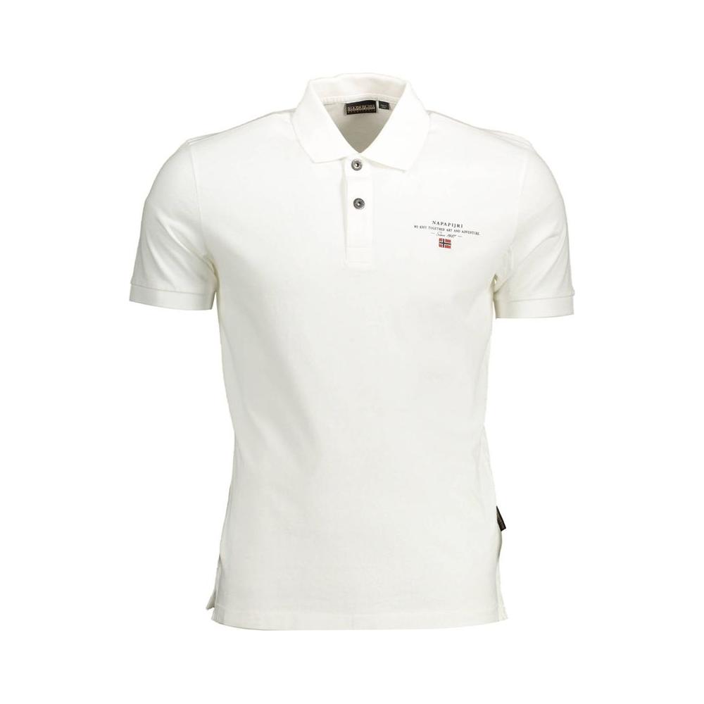 Elegant White Cotton Polo with Embroidery