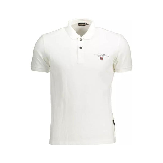 Napapijri Elegant White Embroidered Polo Shirt elegant-white-embroidered-polo-shirt