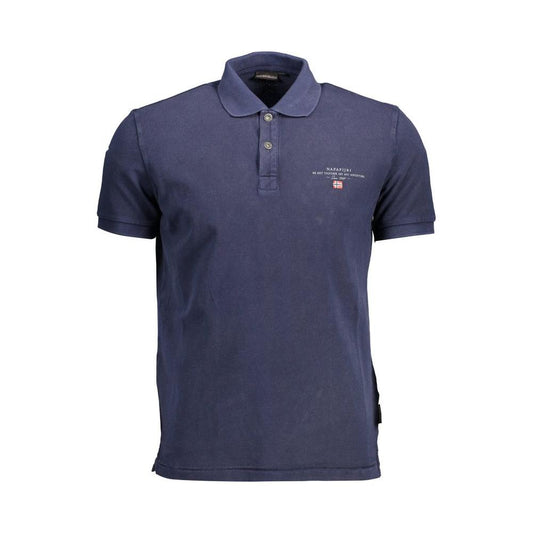 Sophisticated Blue Cotton Polo with Embroidery