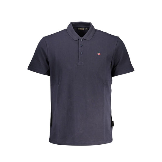 Chic Blue Cotton Polo With Emblematic Detail