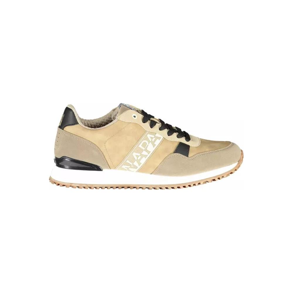 Napapijri Beige Lace-Up Sports Sneakers with Logo Accent beige-lace-up-sports-sneakers-with-logo-accent