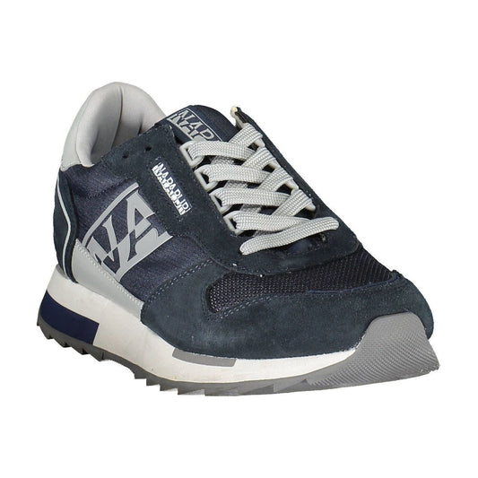 Sporty Blue Lace-Up Sneakers with Logo Detail