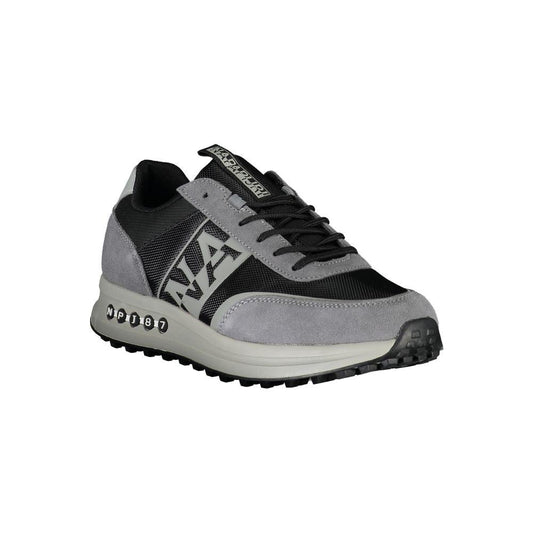 Napapijri | Sleek Gray Sports Sneakers with Contrast Detailing| McRichard Designer Brands   