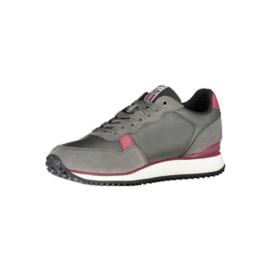 Napapijri Elegant Gray Lace-Up Sneakers with Contrast Accents elegant-gray-lace-up-sneakers-with-contrast-accents