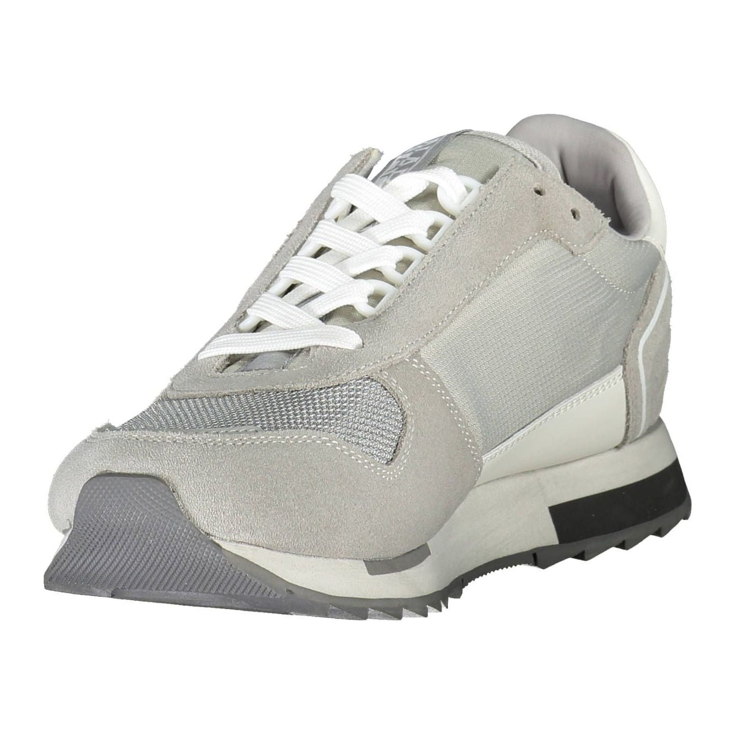 Napapijri Gray Contrast Lace-Up Sneakers gray-contrast-lace-up-sneakers