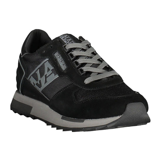 Sleek Black Lace-Up Sneakers with Contrasting Details