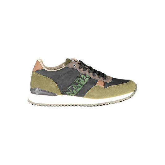 Green Contrast Detail Lace-up Sneakers