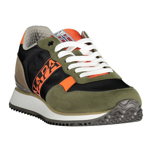 Green Contrasting Lace-Up Sports Sneakers