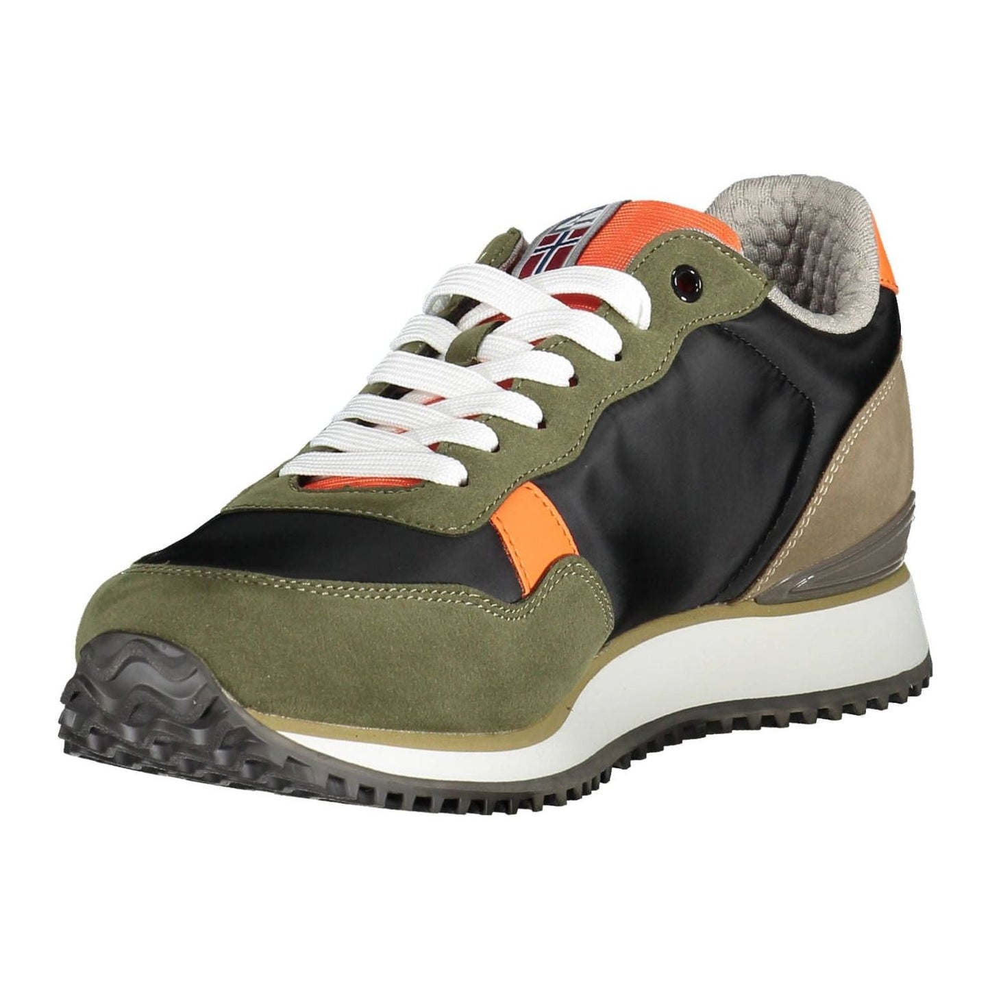 Napapijri | Green Contrasting Lace-Up Sports Sneakers| McRichard Designer Brands   