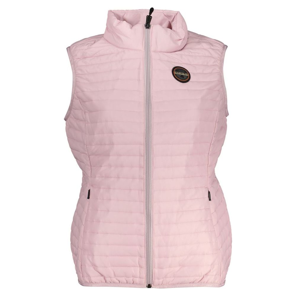 Napapijri Sleeveless Pink Contrast Detail Jacket sleeveless-pink-contrast-detail-jacket
