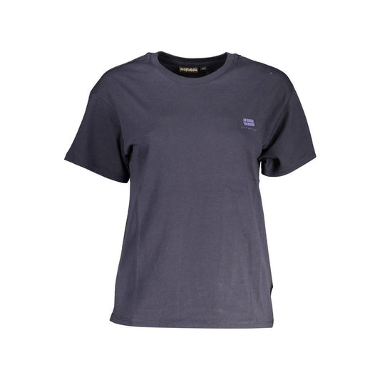 Blue Embroidered Logo Tee with Chic Appeal