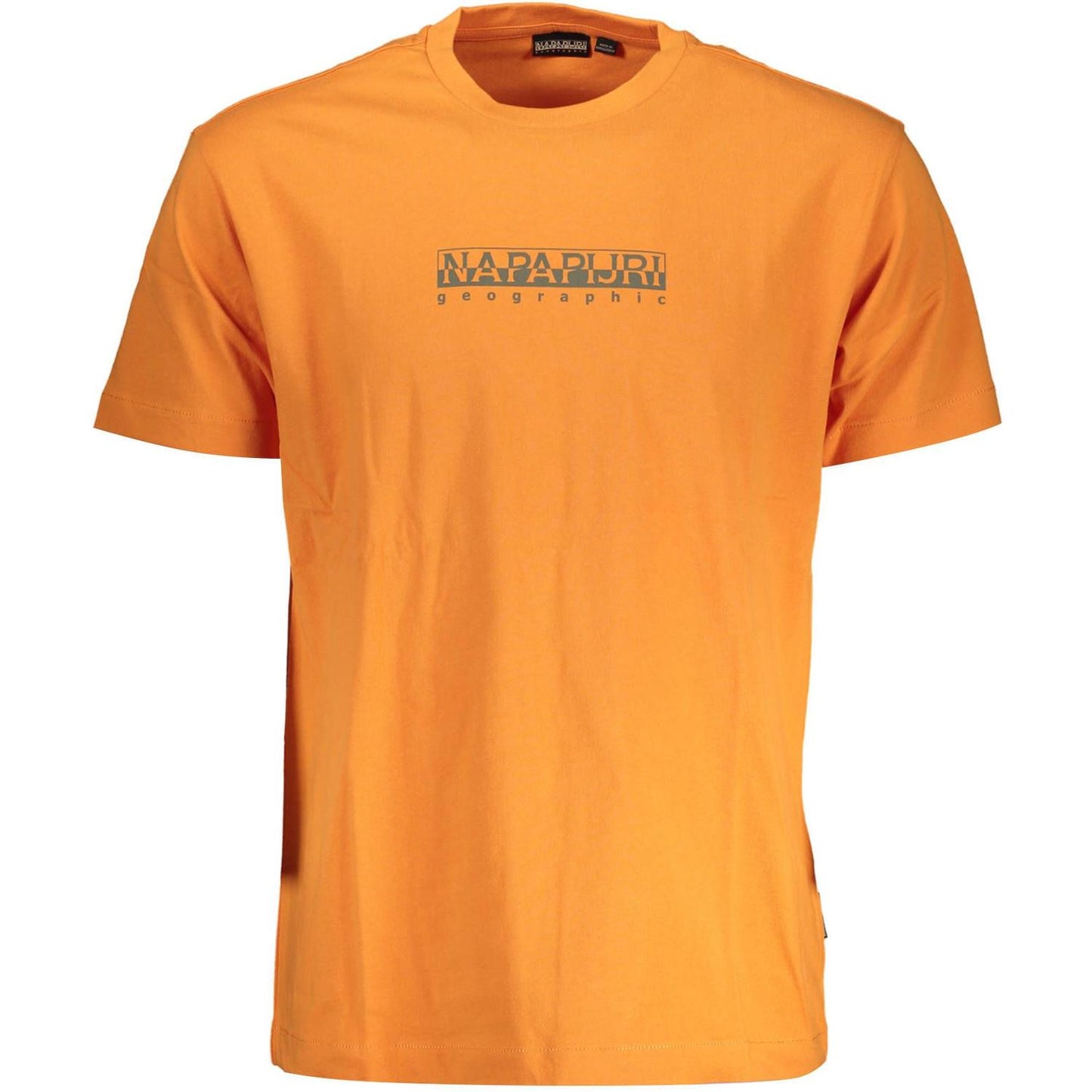 Napapijri Vibrant Orange Round Neck Tee with Logo Print vibrant-orange-round-neck-tee-with-logo-print