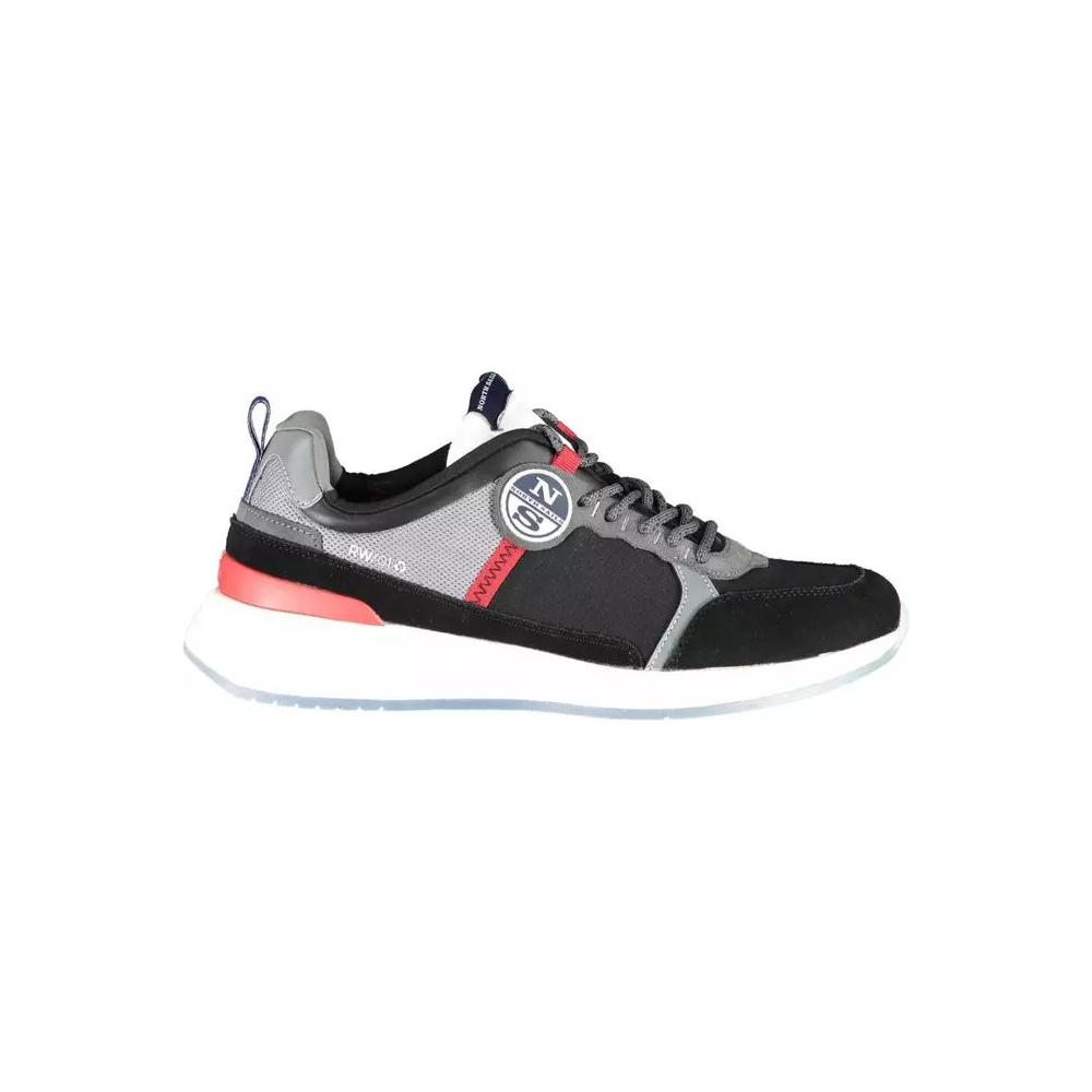 North Sails Sleek Black Sporty Sneakers with Contrasting Details black-leather-sneaker-2