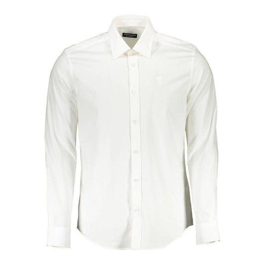 Elegant White Stretch Cotton Shirt