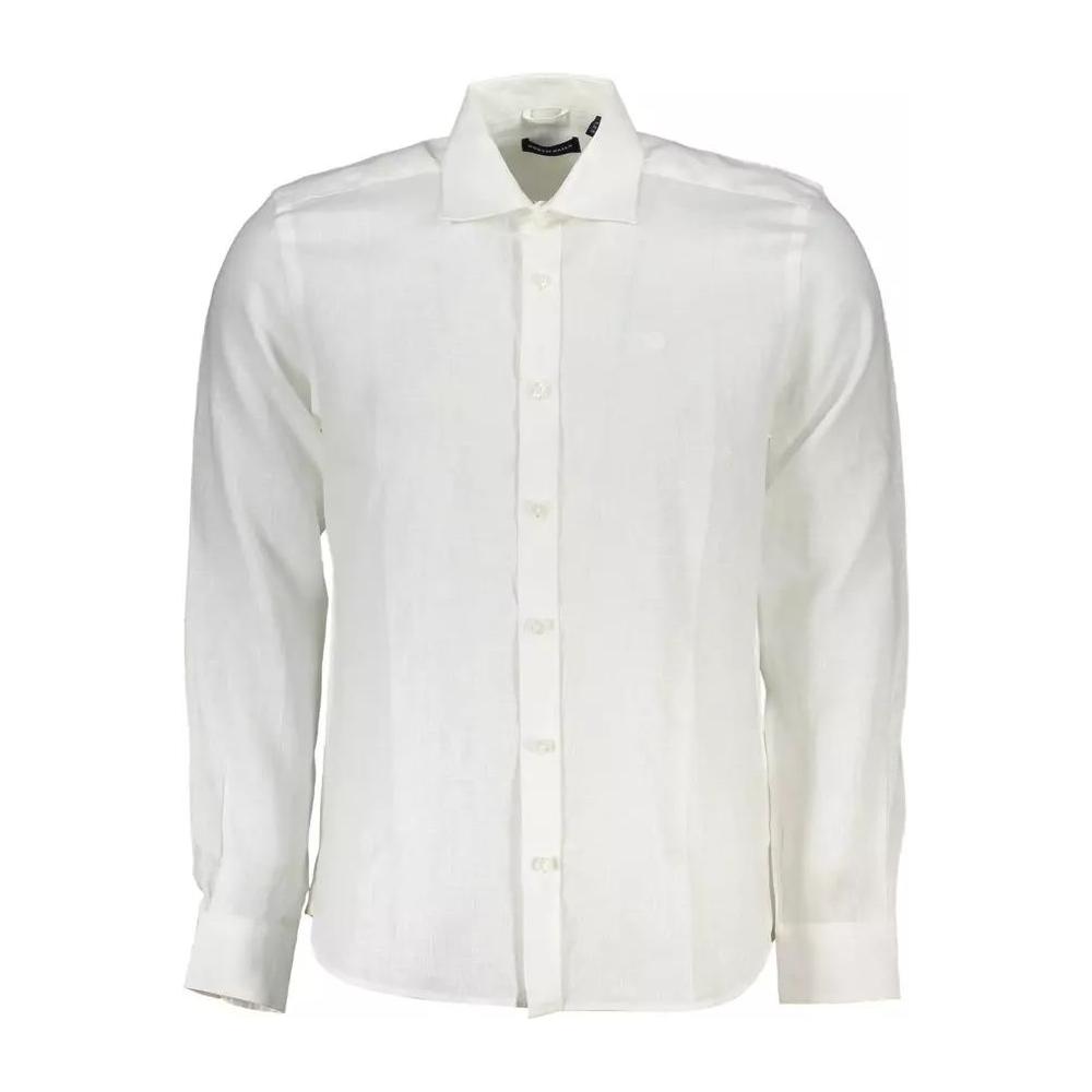 North Sails Elegant White Linen Long-Sleeved Shirt elegant-white-linen-long-sleeved-shirt