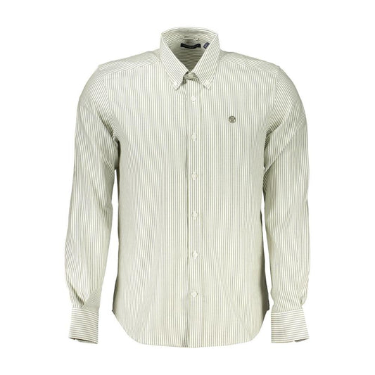Eco-Friendly Striped Long Sleeve Button-Down Shirt