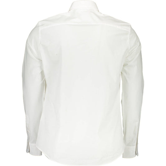 Elegant White Stretch Cotton Shirt