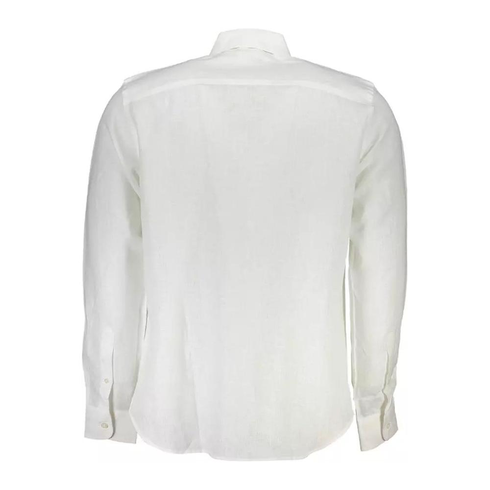 North Sails Elegant White Linen Long-Sleeved Shirt elegant-white-linen-long-sleeved-shirt