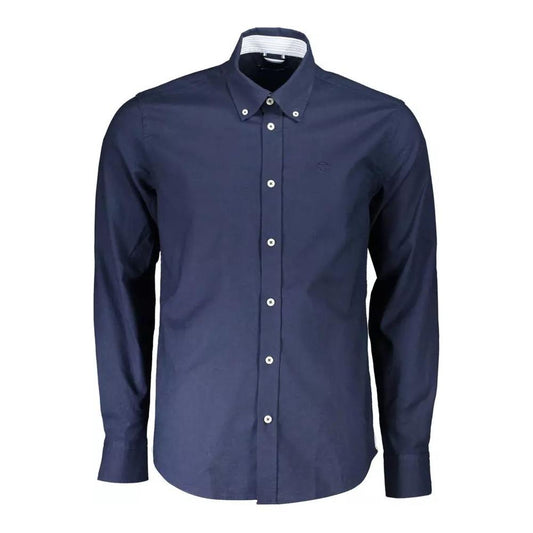 North Sails Classic Blue Cotton Shirt with Embroidered Logo classic-blue-cotton-shirt-with-embroidered-logo