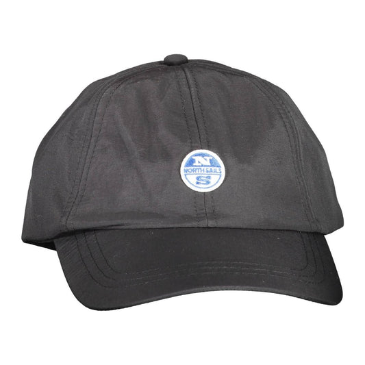 North Sails Sleek Black Visor Cap with Logo Detail sleek-black-visor-cap-with-logo-detail