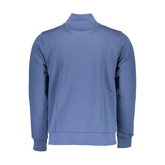 North Sails Blue Zippered Sweatshirt with Logo Design blue-zippered-sweatshirt-with-logo-design