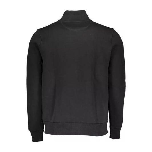 North Sails Sleek Black Zip Sweater with Logo Detail sleek-black-zip-sweater-with-logo-detail