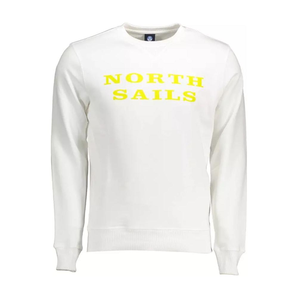 North Sails Exclusive White Cotton Round Neck Sweater exclusive-white-cotton-round-neck-sweater