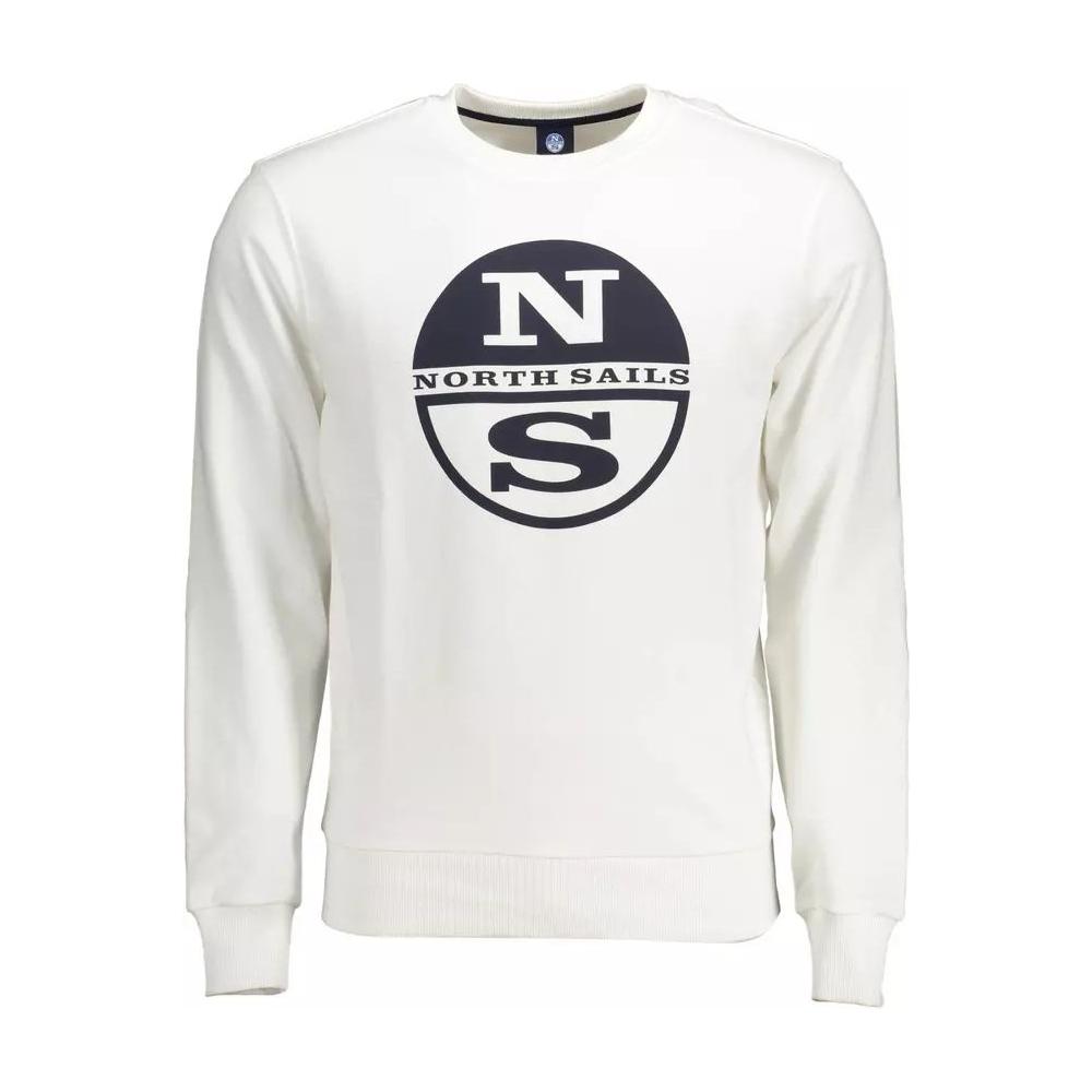 North Sails Elegant White Round Neck Cotton Sweatshirt elegant-white-round-neck-cotton-sweatshirt