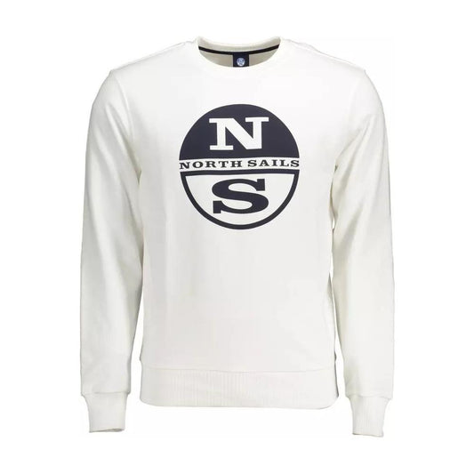North Sails Elegant White Round Neck Cotton Sweatshirt elegant-white-round-neck-cotton-sweatshirt