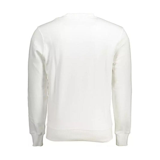 Elegant White Round Neck Cotton Sweatshirt
