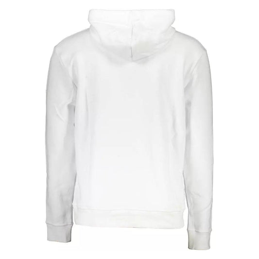 Chic White Hooded Sweatshirt with Central Pocket