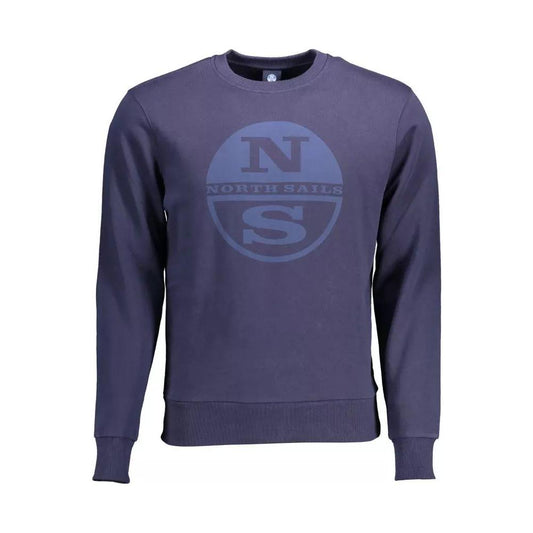 North Sails Ocean-Blue Cotton Sweater with Logo Print blue-cotton-sweater-38
