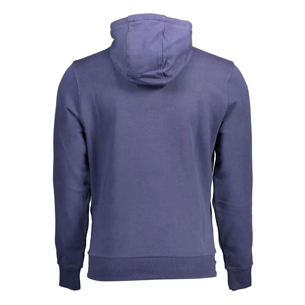 North Sails Blue Cotton Hooded Sweatshirt with Logo Print blue-cotton-sweater-47