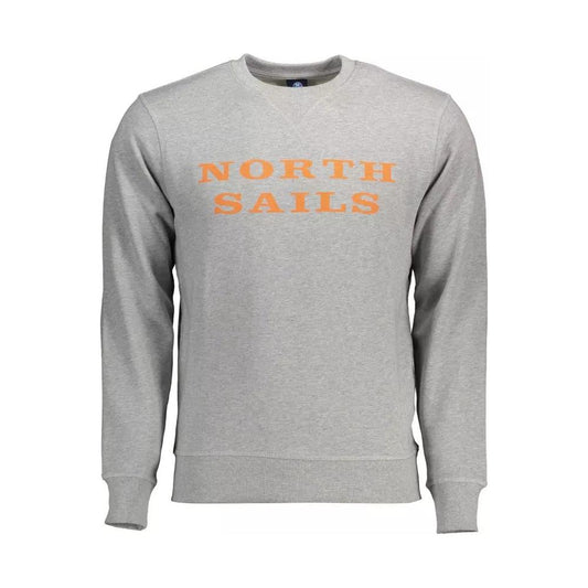 North Sails Chic Gray Round Neck Printed Sweatshirt gray-cotton-sweater-44
