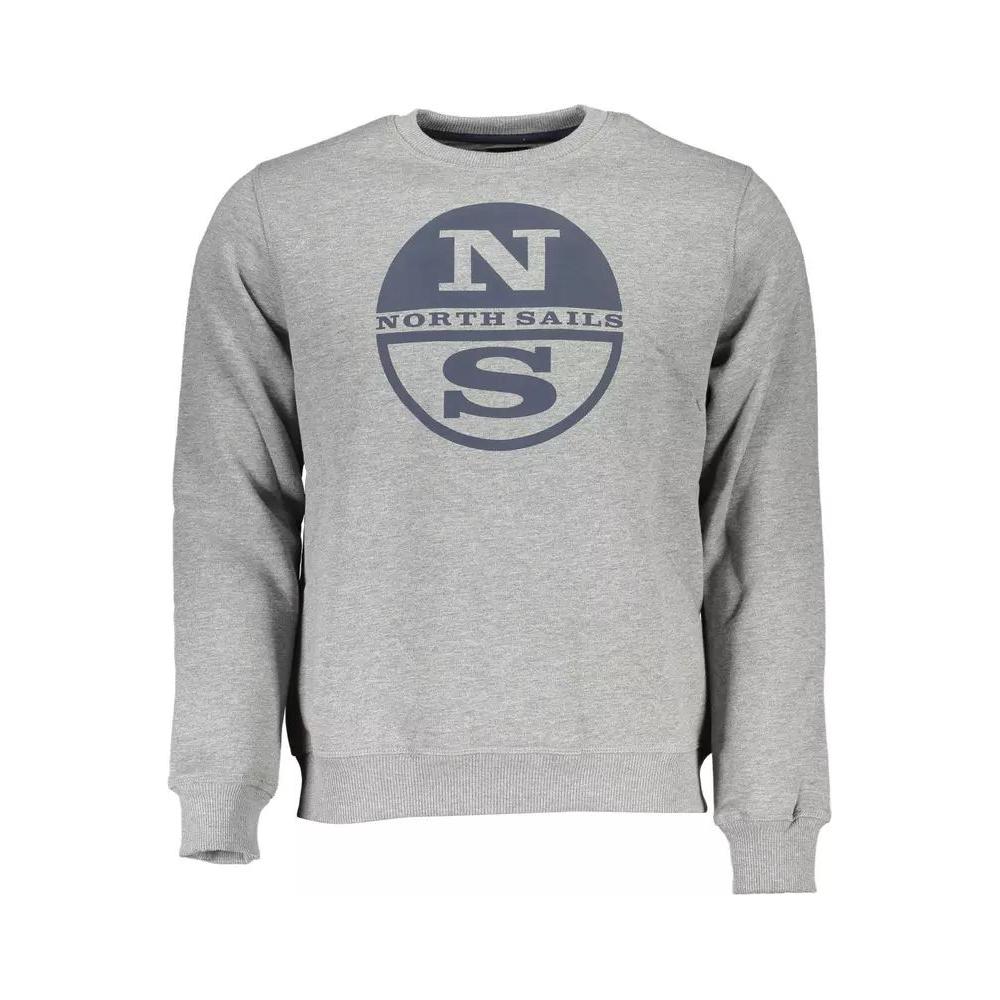 North Sails Gray Round Neck Logo Sweatshirt gray-round-neck-logo-sweatshirt