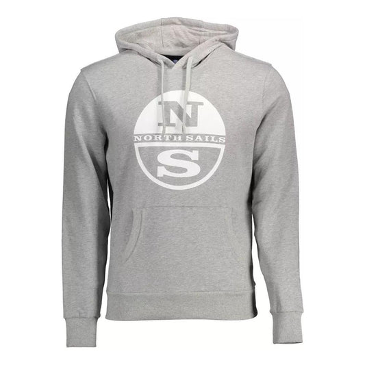 North Sails Chic Gray Hooded Cotton Sweatshirt chic-gray-hooded-cotton-sweatshirt