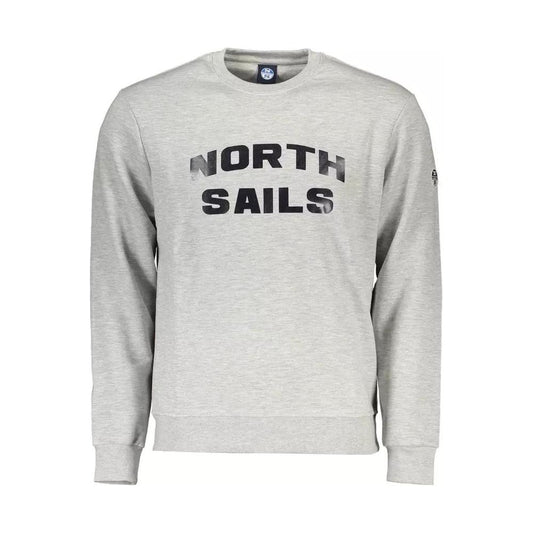 North Sails Elegant Gray Round Neck Cotton Blend Sweatshirt elegant-gray-round-neck-cotton-blend-sweatshirt